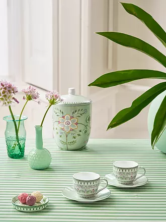PIP STUDIO | Ensemble de 2 tasses à espresso avec soucoupes LILY & LOTUS 120 ml Vert clair | hellgrün